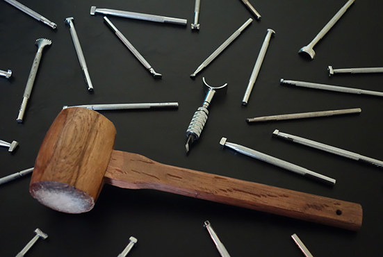 A selection of leather carving tools